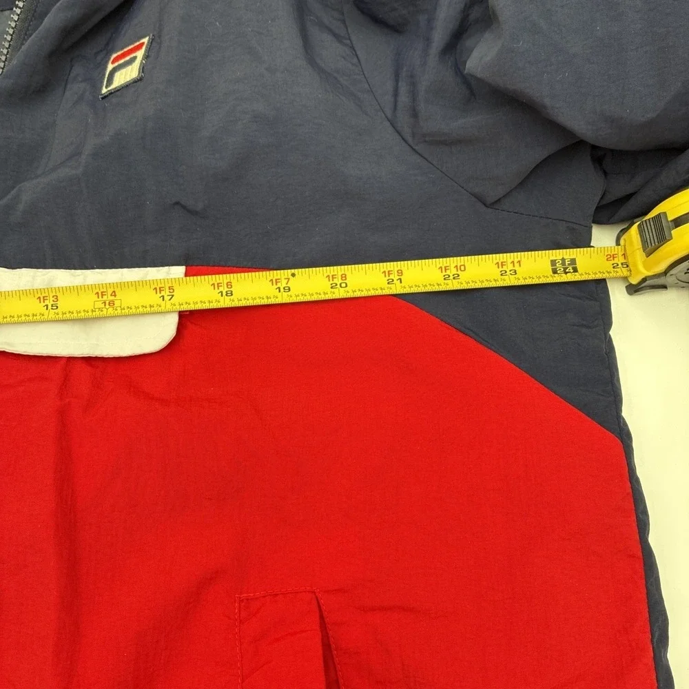 Fila Mens Quarter Zip Windbreaker Anorak Jacket Colorblock Navy Red XL